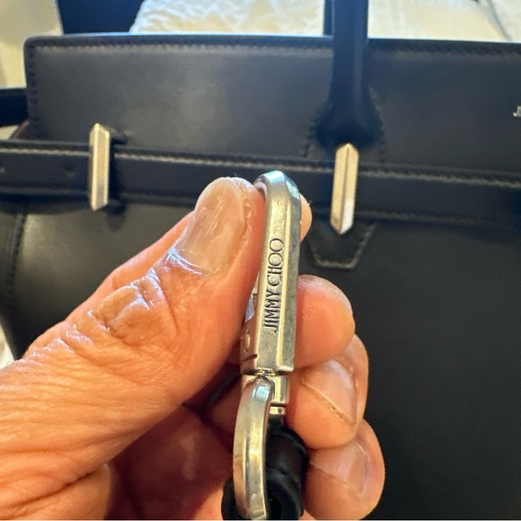 Jimmy Choo Diamond Cinch Top Handle Black Handbag - Picture 13 of 16